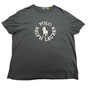 Polo Ralph Lauren Shirt Mens 2XL Black Short Sleeve Crewneck Graphic Tee Cotton